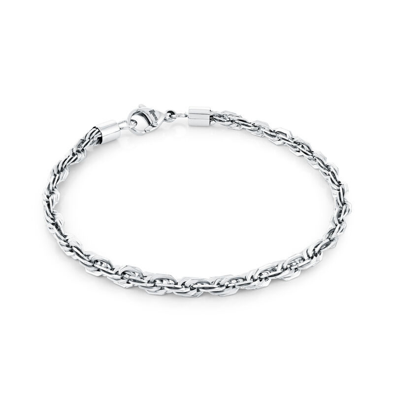 Italgem Steel Diamond Cut Rope Chain Bracelet in Stainless Steel image number null